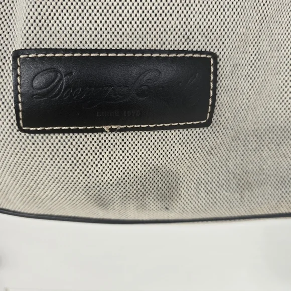 Dooney & Bourke Black Cream Tote Bag Gold Buckle Large 12x13 Inches - Picture 3 of 15
